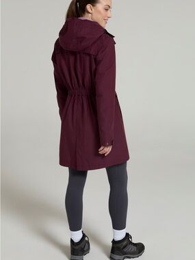 Waterproof Hooded Trench Coat in Burgundy